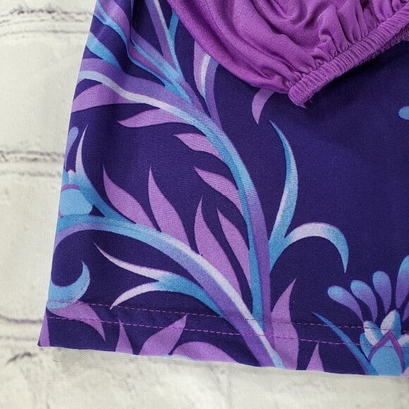 🔹️🔺️NWT Bob Mackie Purple & Blue Floral Print Long Sleeve Blouse Medium - Picture 4 of 9